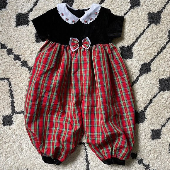 Carter's Other - Vintage Carter’s Red Plaid  Taffeta Bubble Romper Christmas Holiday Size 18 Mo